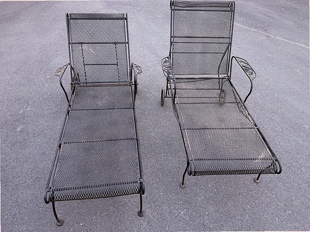 Beautiful Pair Of Vintage Wrought Iron Loungers *