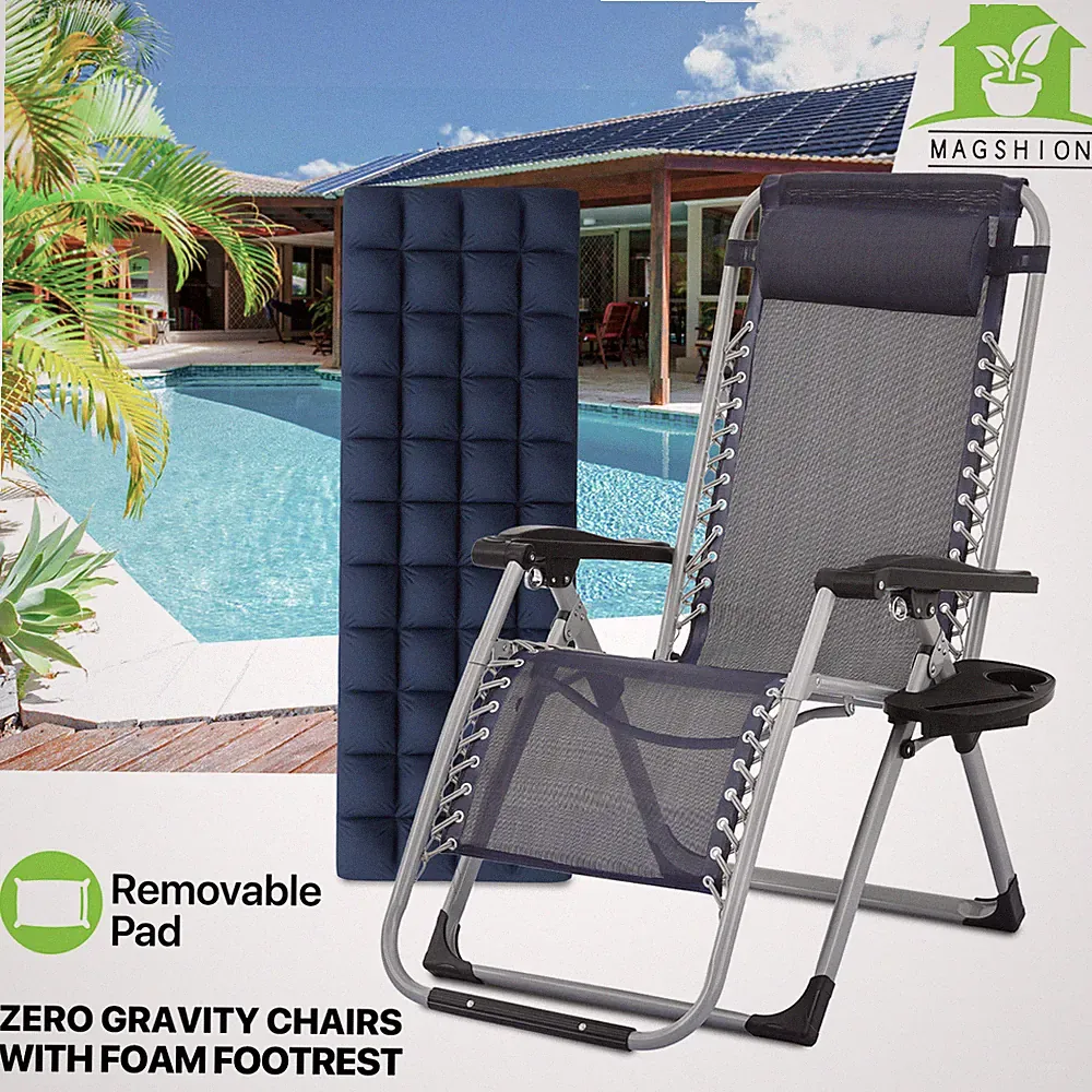 [DETACHABLE CUSHION]Foldable Zero Gravity Chair Outdoor Reclinable Lounge Chaise