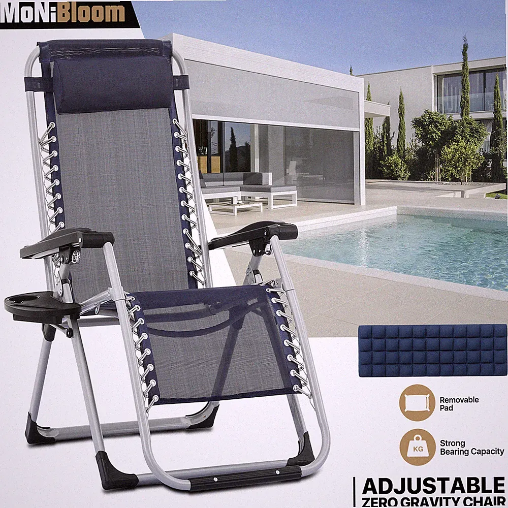 [DETACHABLE CUSHION]Zero Gravity Chair Foldable Outdoor Reclinable Lounge Chaise