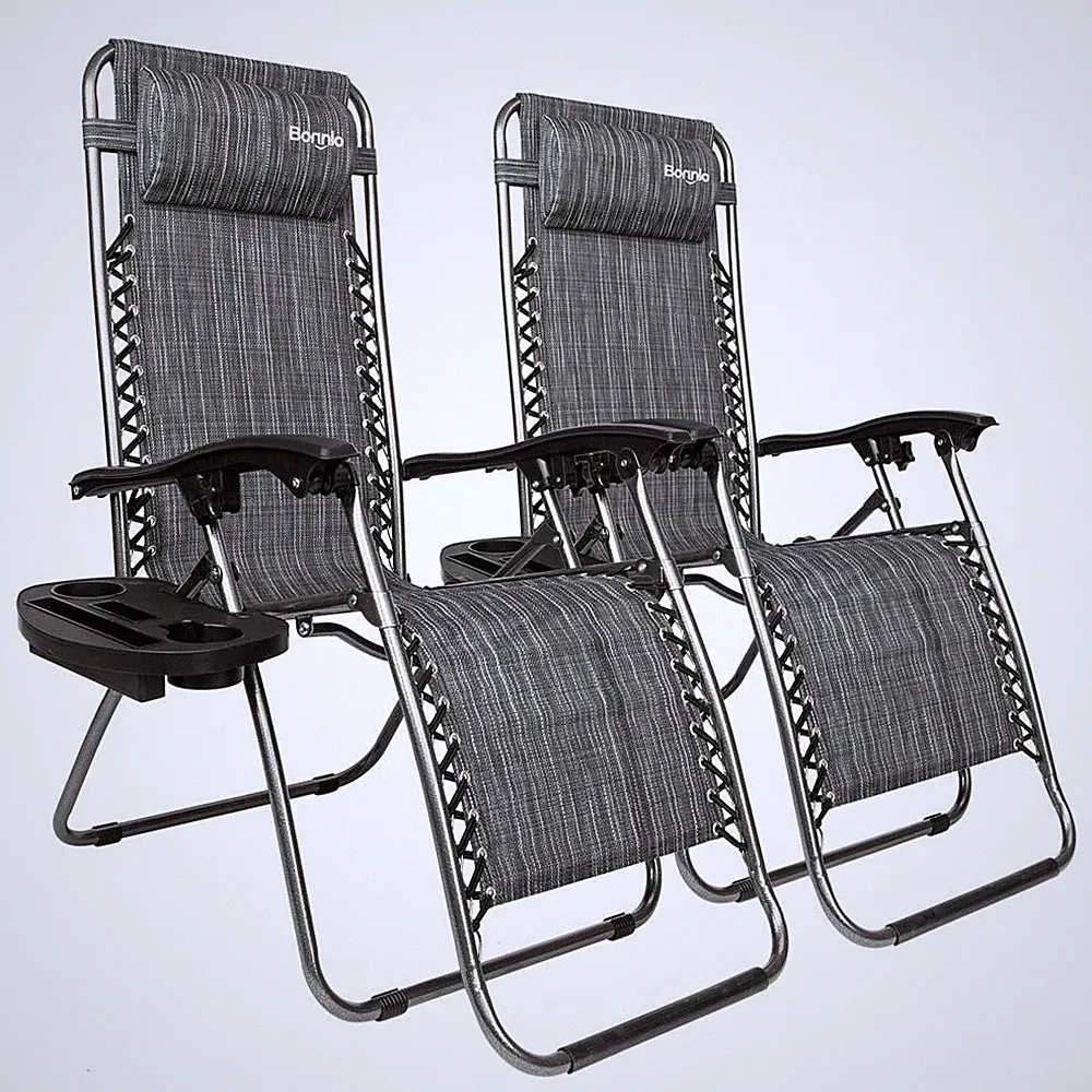Large Zero Gravity Chair Lounge Patio Chairs Lawn Chairs /w Cup Holder Folding