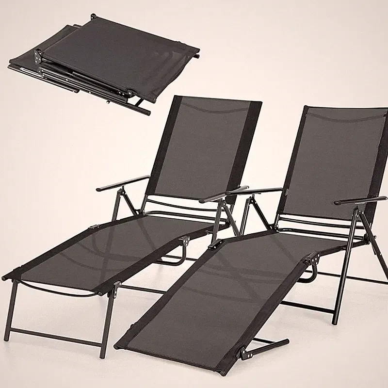 New Listing Foldable Adjustable Lounge Chair Portable Patio Seat Heavy Duty Metal Frame New
