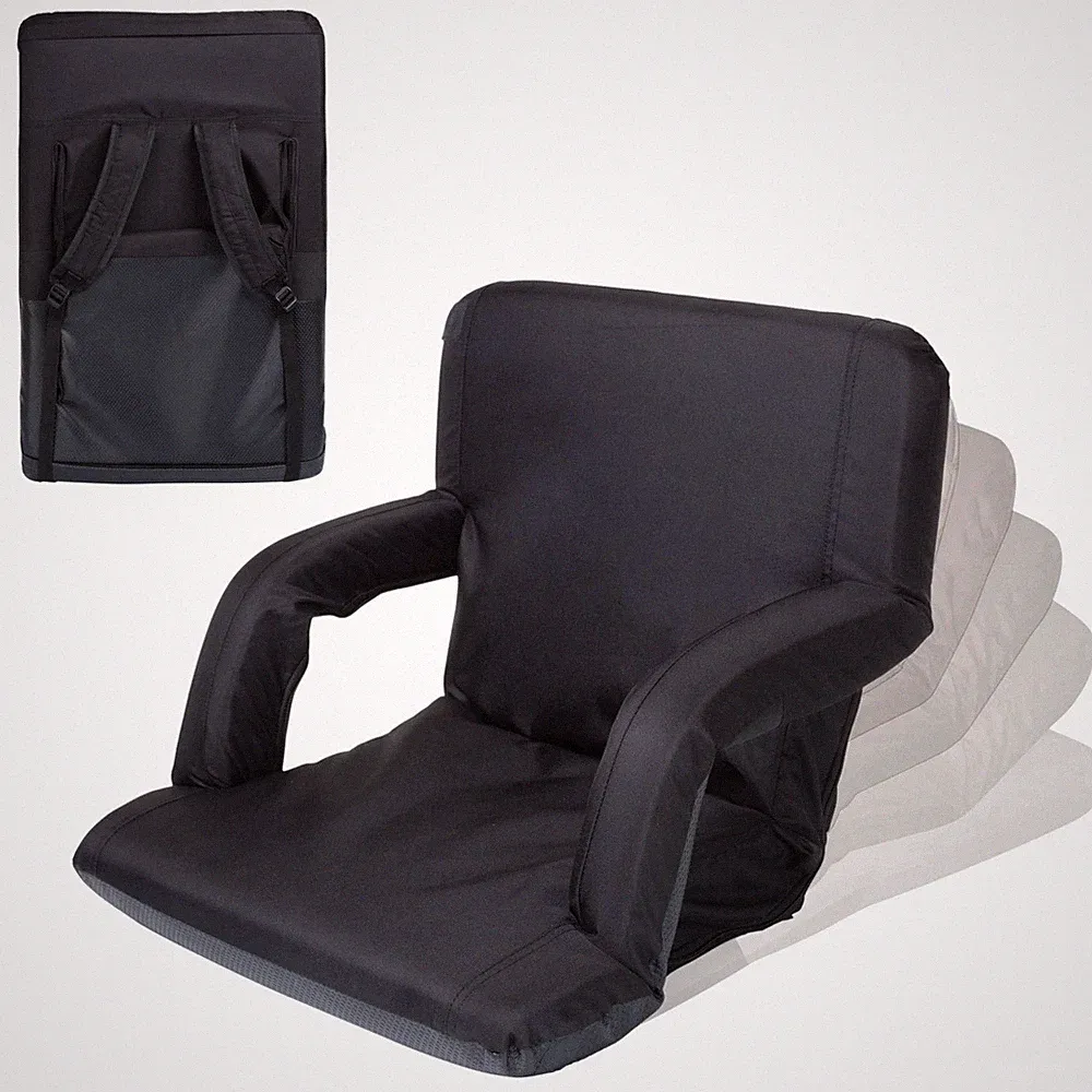 PICNIC TIME Ventura Portable Reclining Stadium Seat with Back Support, Folding