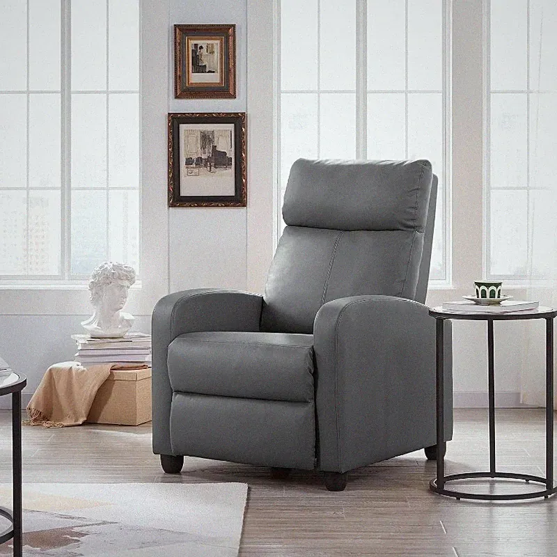 Single Recliner Chair PU Leather Sofa Padded Seat Club Chair Theater Seating