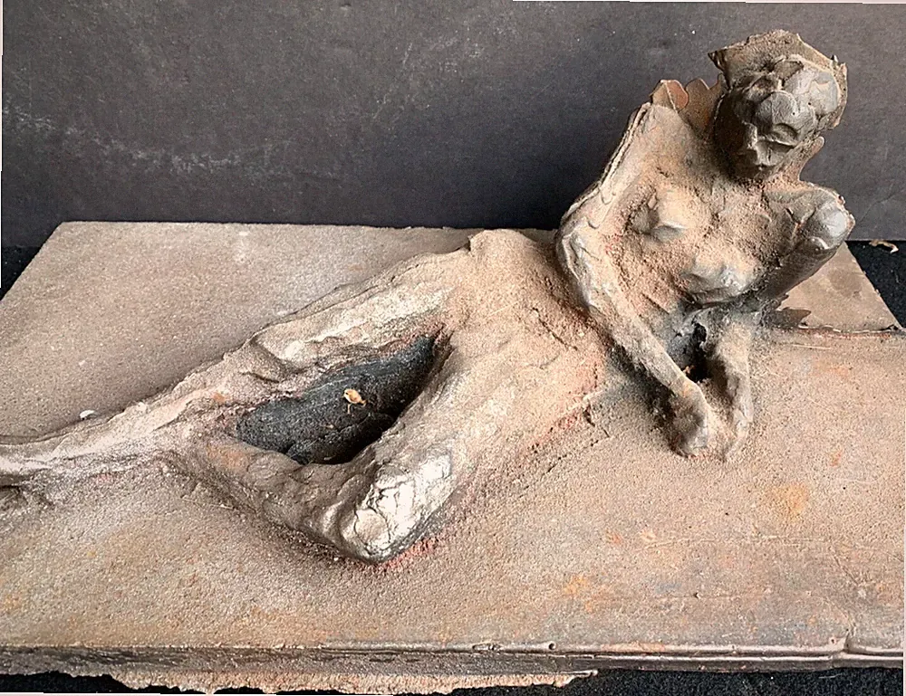 Vintage Nude Reclining Lady cast iron ART Sculpture on Cast Iron base 70 lbs