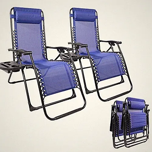 YANGMING GALION RECLINING ZERO GRAVITY CHAIR (SET OF 2), DARK BLUE - DARK BLUE
