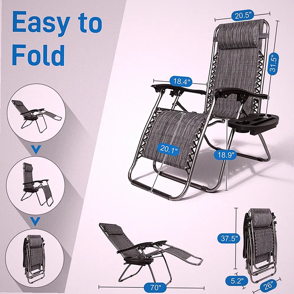 Zero Gravity Chairs Case Of 2 Lounge Patio Chairs Outdoor Chairs Yard Beach New